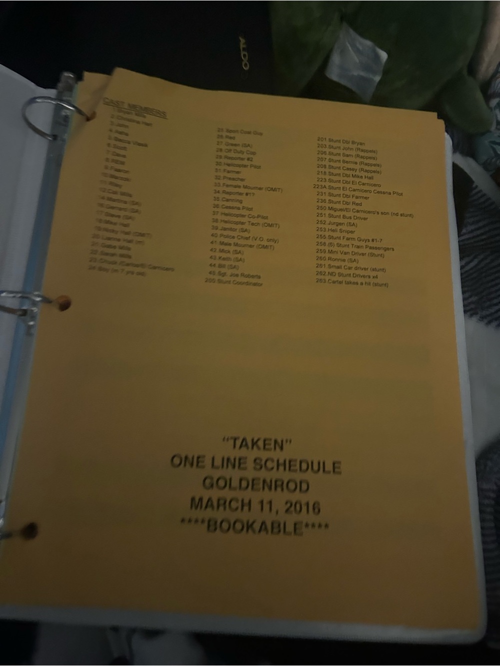 Taken Original Set Memorabilia- Goldenerod